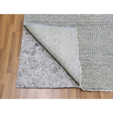 Load image into Gallery viewer, 10&#39;x10&#39; Pale Smoke Gray, Modern Grass Design, Tone On Tone, Undyed 100% Wool, Hand Knotted, Square Oriental Rug FWR477210