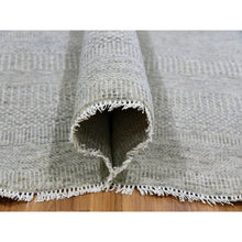 Load image into Gallery viewer, 10&#39;x10&#39; Pale Smoke Gray, Modern Grass Design, Tone On Tone, Undyed 100% Wool, Hand Knotted, Square Oriental Rug FWR477210