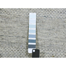 Load image into Gallery viewer, 10&#39;x10&#39; Pale Smoke Gray, Modern Grass Design, Tone On Tone, Undyed 100% Wool, Hand Knotted, Square Oriental Rug FWR477210