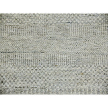 Load image into Gallery viewer, 10&#39;x10&#39; Pale Smoke Gray, Modern Grass Design, Tone On Tone, Undyed 100% Wool, Hand Knotted, Square Oriental Rug FWR477210