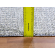 Load image into Gallery viewer, 10&#39;x10&#39; Pale Smoke Gray, Modern Grass Design, Tone On Tone, Undyed 100% Wool, Hand Knotted, Square Oriental Rug FWR477210