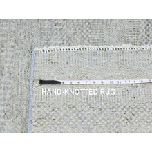 Load image into Gallery viewer, 10&#39;x10&#39; Pale Smoke Gray, Modern Grass Design, Tone On Tone, Undyed 100% Wool, Hand Knotted, Square Oriental Rug FWR477210