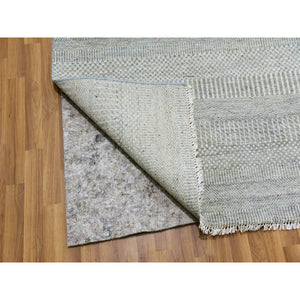 12'x12'4" Olive Gray, Hand Knotted, Tone On Tone, Modern Grass Design, Natural Undyed Wool, Square Oriental Rug FWR477246