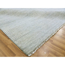 Load image into Gallery viewer, 12&#39;x12&#39;4&quot; Olive Gray, Hand Knotted, Tone On Tone, Modern Grass Design, Natural Undyed Wool, Square Oriental Rug FWR477246
