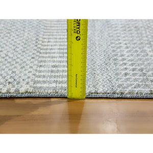 12'x12'4" Olive Gray, Hand Knotted, Tone On Tone, Modern Grass Design, Natural Undyed Wool, Square Oriental Rug FWR477246