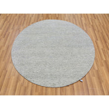 Load image into Gallery viewer, 5&#39;x5&#39; Rustic Gray, Tone On Tone, Hand Knotted, Pure Undyed Wool, Round Grass Design Oriental Rug FWR477264
