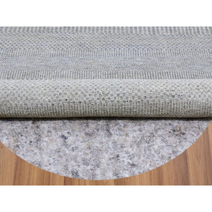 5'x5' Rustic Gray, Tone On Tone, Hand Knotted, Pure Undyed Wool, Round Grass Design Oriental Rug FWR477264