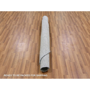 5'x5' Rustic Gray, Tone On Tone, Hand Knotted, Pure Undyed Wool, Round Grass Design Oriental Rug FWR477264