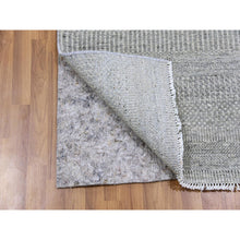 Load image into Gallery viewer, 2&#39;6&quot;x10&#39;2&quot; Gainsboro Gray, 100% Undyed Wool, Hand Knotted, Tone On Tone, Modern Grass Design, Runner Oriental Rug FWR477270
