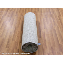 Load image into Gallery viewer, 2&#39;6&quot;x10&#39;2&quot; Gainsboro Gray, 100% Undyed Wool, Hand Knotted, Tone On Tone, Modern Grass Design, Runner Oriental Rug FWR477270