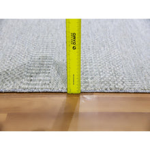 Load image into Gallery viewer, 2&#39;6&quot;x10&#39;2&quot; Gainsboro Gray, 100% Undyed Wool, Hand Knotted, Tone On Tone, Modern Grass Design, Runner Oriental Rug FWR477270