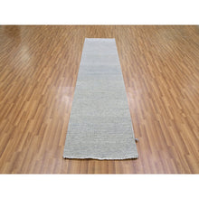 Load image into Gallery viewer, 2&#39;6&quot;x10&#39;2&quot; Pastel Gray, Modern Hand Knotted Grass Design, Organic Undyed Wool, Tone On Tone, Runner Oriental Rug FWR477276