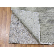 Load image into Gallery viewer, 2&#39;6&quot;x10&#39;2&quot; Pastel Gray, Modern Hand Knotted Grass Design, Organic Undyed Wool, Tone On Tone, Runner Oriental Rug FWR477276