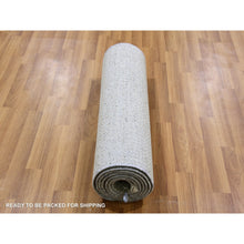 Load image into Gallery viewer, 2&#39;6&quot;x10&#39;2&quot; Pastel Gray, Modern Hand Knotted Grass Design, Organic Undyed Wool, Tone On Tone, Runner Oriental Rug FWR477276