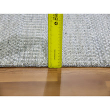 Load image into Gallery viewer, 2&#39;6&quot;x10&#39;2&quot; Pastel Gray, Modern Hand Knotted Grass Design, Organic Undyed Wool, Tone On Tone, Runner Oriental Rug FWR477276
