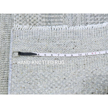 Load image into Gallery viewer, 2&#39;6&quot;x10&#39;2&quot; Pastel Gray, Modern Hand Knotted Grass Design, Organic Undyed Wool, Tone On Tone, Runner Oriental Rug FWR477276