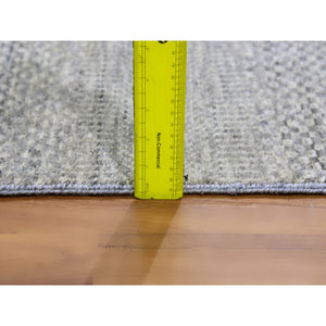 3'x5'3" Perfect Gray, Natural Undyed Wool, Modern Grass Design, Hand Knotted, Tone On Tone, Oriental Rug FWR477312