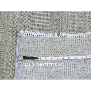3'x5'3" Perfect Gray, Natural Undyed Wool, Modern Grass Design, Hand Knotted, Tone On Tone, Oriental Rug FWR477312