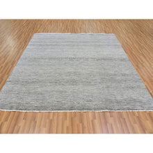Load image into Gallery viewer, 8&#39;x8&#39; Silver Gray, Modern Grass Design, Tone On Tone, Undyed 100% Wool, Hand Knotted, Square Oriental Rug FWR477354