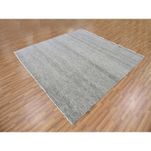 Load image into Gallery viewer, 8&#39;x8&#39; Silver Gray, Modern Grass Design, Tone On Tone, Undyed 100% Wool, Hand Knotted, Square Oriental Rug FWR477354