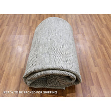 Load image into Gallery viewer, 8&#39;x8&#39; Silver Gray, Modern Grass Design, Tone On Tone, Undyed 100% Wool, Hand Knotted, Square Oriental Rug FWR477354