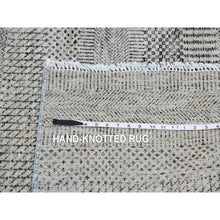 Load image into Gallery viewer, 8&#39;x8&#39; Silver Gray, Modern Grass Design, Tone On Tone, Undyed 100% Wool, Hand Knotted, Square Oriental Rug FWR477354