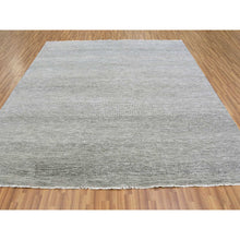 Load image into Gallery viewer, 10&#39;x10&#39; Cloud Gray, Tone on Tone, Hand Knotted, Pure Undyed Wool, Round Grass Design Oriental Rug FWR477366