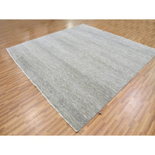 Load image into Gallery viewer, 10&#39;x10&#39; Cloud Gray, Tone on Tone, Hand Knotted, Pure Undyed Wool, Round Grass Design Oriental Rug FWR477366