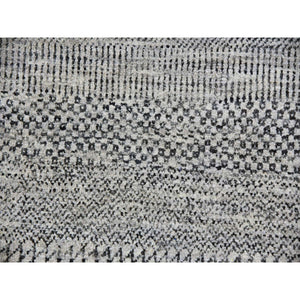 10'x10' Cloud Gray, Tone on Tone, Hand Knotted, Pure Undyed Wool, Round Grass Design Oriental Rug FWR477366