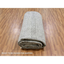 Load image into Gallery viewer, 10&#39;x10&#39; Cloud Gray, Tone On Tone, Hand Knotted, Pure Undyed Wool, Round Grass Design Oriental Rug FWR477366