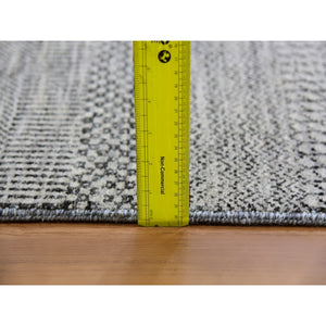 10'x10' Cloud Gray, Tone on Tone, Hand Knotted, Pure Undyed Wool, Round Grass Design Oriental Rug FWR477366