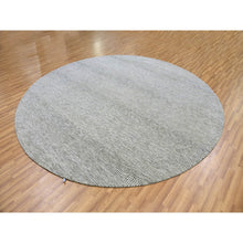 Load image into Gallery viewer, 10&#39;x10&#39; Sea Gray, Tone On Tone, Hand Knotted, Round Pure Undyed Wool Grass Design Oriental Rug FWR477378