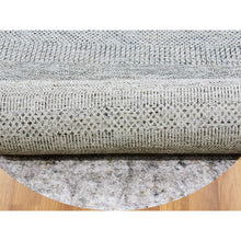 Load image into Gallery viewer, 10&#39;x10&#39; Sea Gray, Tone On Tone, Hand Knotted, Round Pure Undyed Wool Grass Design Oriental Rug FWR477378
