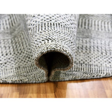 Load image into Gallery viewer, 10&#39;x10&#39; Sea Gray, Tone On Tone, Hand Knotted, Round Pure Undyed Wool Grass Design Oriental Rug FWR477378