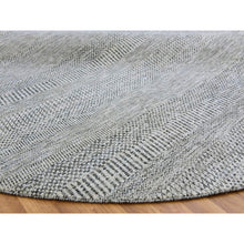 Load image into Gallery viewer, 10&#39;x10&#39; Sea Gray, Tone On Tone, Hand Knotted, Round Pure Undyed Wool Grass Design Oriental Rug FWR477378