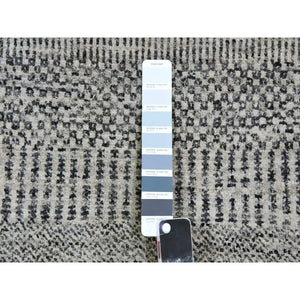 10'x10' Sea Gray, Tone On Tone, Hand Knotted, Round Pure Undyed Wool Grass Design Oriental Rug FWR477378