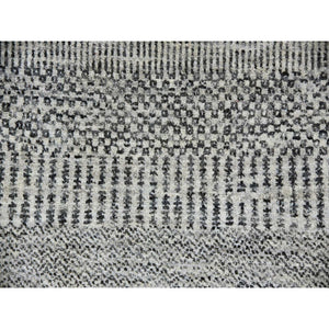 10'x10' Sea Gray, Tone On Tone, Hand Knotted, Round Pure Undyed Wool Grass Design Oriental Rug FWR477378