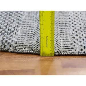 10'x10' Sea Gray, Tone On Tone, Hand Knotted, Round Pure Undyed Wool Grass Design Oriental Rug FWR477378