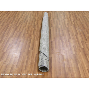 6'x6' Perfect Gray, Natural Undyed Wool, Modern Grass Design, Hand Knotted, Tone on Tone, Round Oriental Rug FWR477396