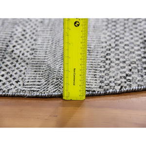 6'x6' Perfect Gray, Natural Undyed Wool, Modern Grass Design, Hand Knotted, Tone on Tone, Round Oriental Rug FWR477396
