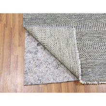 Load image into Gallery viewer, 4&#39;1&quot;x12&#39;1&quot; Gentle Gray, Modern Tone On Tone Grass Design, Hand Knotted, Undyed Organic Wool, Runner Oriental Rug FWR477408