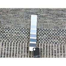 Load image into Gallery viewer, 4&#39;1&quot;x12&#39;1&quot; Gentle Gray, Modern Tone On Tone Grass Design, Hand Knotted, Undyed Organic Wool, Runner Oriental Rug FWR477408