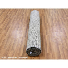 Load image into Gallery viewer, 4&#39;1&quot;x12&#39;1&quot; Gentle Gray, Modern Tone On Tone Grass Design, Hand Knotted, Undyed Organic Wool, Runner Oriental Rug FWR477408