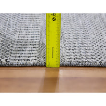 Load image into Gallery viewer, 4&#39;1&quot;x12&#39;1&quot; Gentle Gray, Modern Tone On Tone Grass Design, Hand Knotted, Undyed Organic Wool, Runner Oriental Rug FWR477408