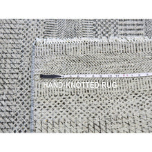 Load image into Gallery viewer, 4&#39;1&quot;x12&#39;1&quot; Gentle Gray, Modern Tone On Tone Grass Design, Hand Knotted, Undyed Organic Wool, Runner Oriental Rug FWR477408