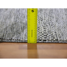 Load image into Gallery viewer, 4&#39;1&quot;x12&#39;1&quot; Metallic Gray, Pure Undyed Wool, Tone On Tone, Modern Grass Design, Hand Knotted, Wide Runner Oriental Rug FWR477414