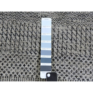 2'5"x24'3" Light Gray, Modern Grass Design, Tone On Tone, Undyed 100% Wool, Hand Knotted, Xl Runner Oriental Rug FWR477420