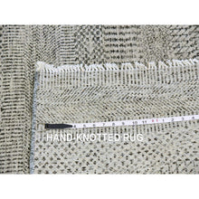 Load image into Gallery viewer, 4&#39;2&quot;x6&#39;1&quot; Solid Gray, 100% Undyed Wool, Modern Hand Knotted Grass Design, Tone On Tone, Oriental Rug FWR477456