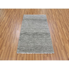 Load image into Gallery viewer, 3&#39;x4&#39;9&quot; Storm Gray, Tone On Tone, Modern Grass Design, Undyed Natural Wool, Hand Knotted, Oriental Rug FWR477462