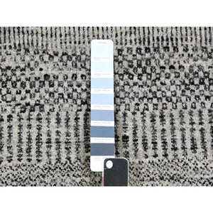 3'x4'9" Storm Gray, Tone on Tone, Modern Grass Design, Undyed Natural Wool, Hand Knotted, Oriental Rug FWR477462